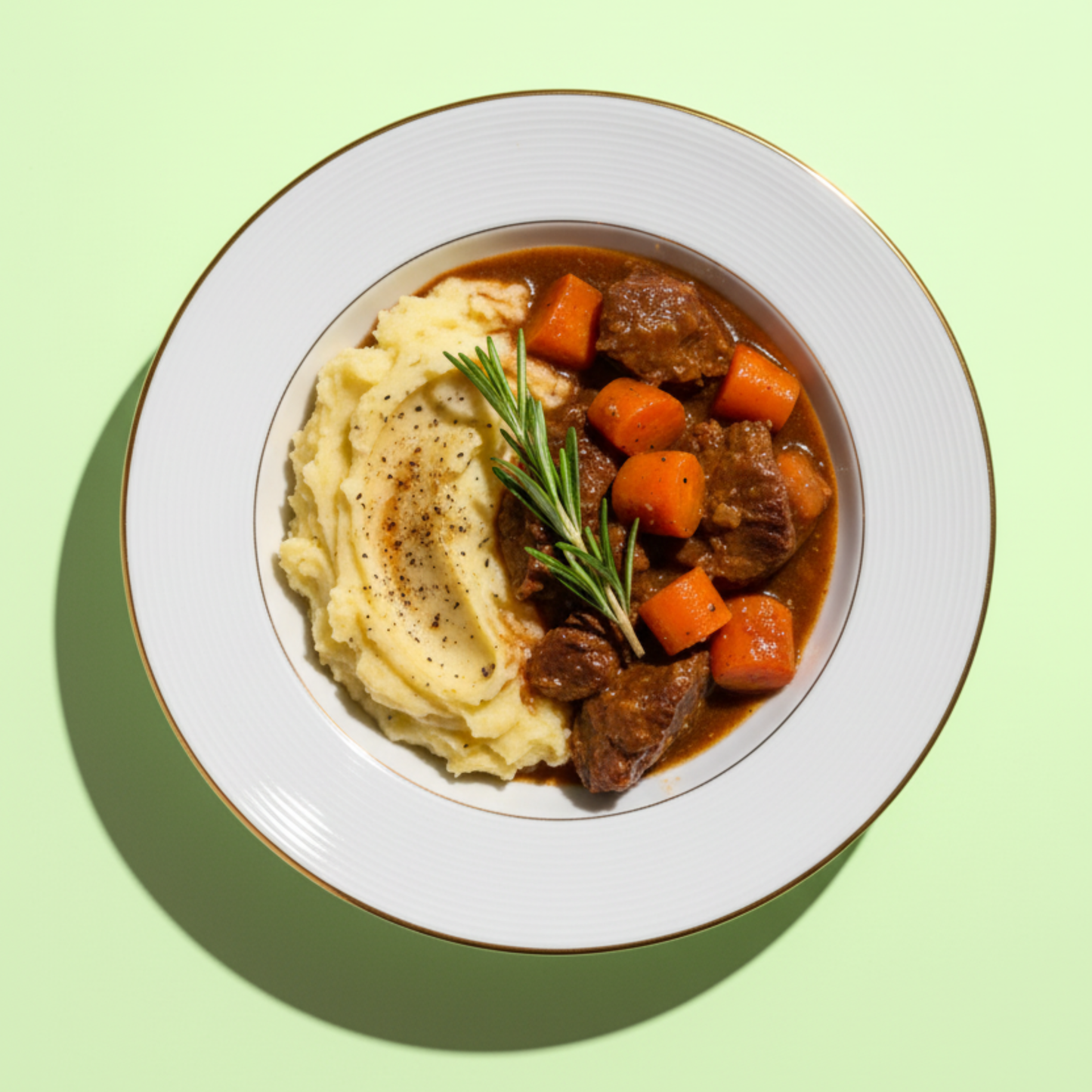 LONG BRAISED BEEF & MASHED POTATOS